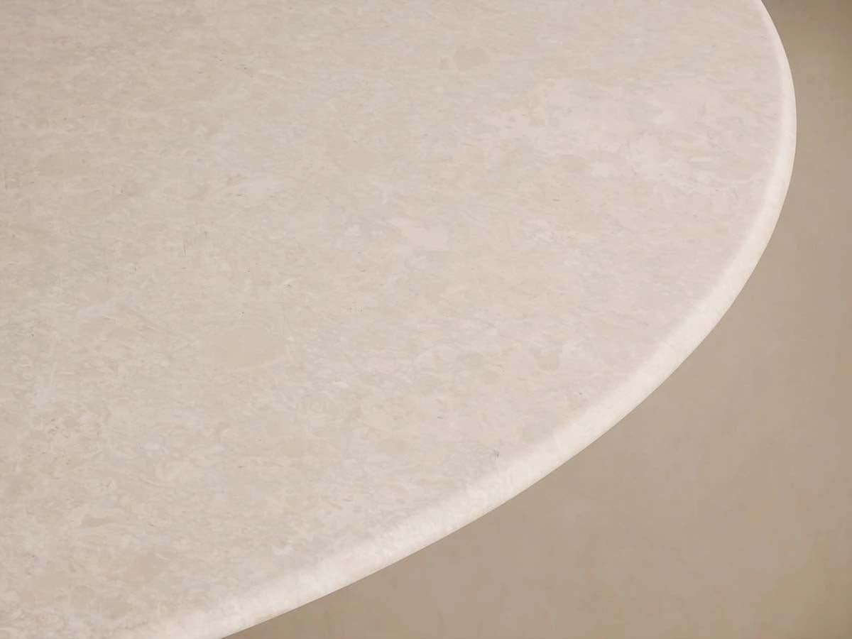 Saint Germain Round Marble Stone Dining Table with Rennes Metal Base