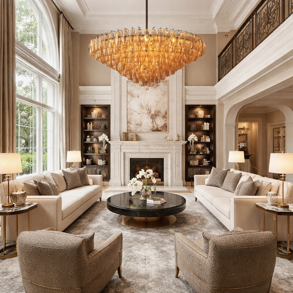 Smoke Glass Tiered Round Chandelier