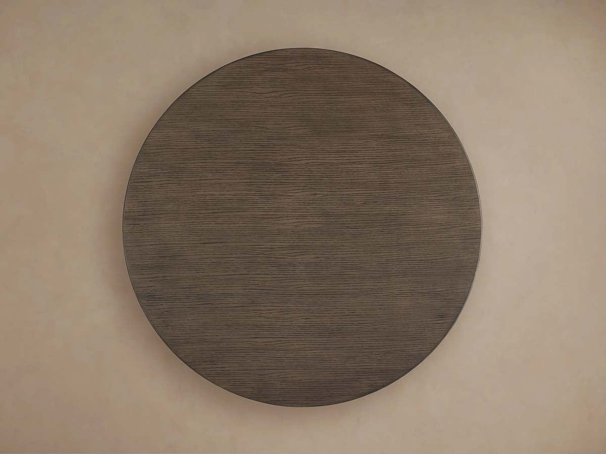 Saint Germain Round Oak Top Dining Table with Natural Wood Toulouse Base