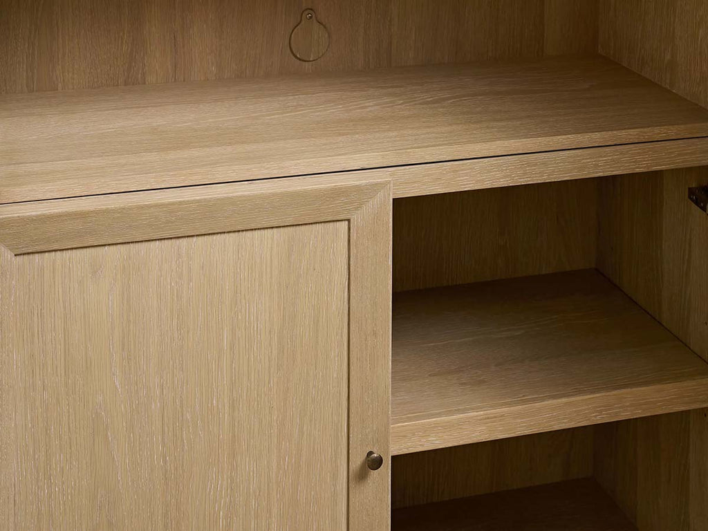 Nason Modular Glass Display Cabinets Oak Wood Tall Cabinets Large Bookcase with Integrated LED Lighting