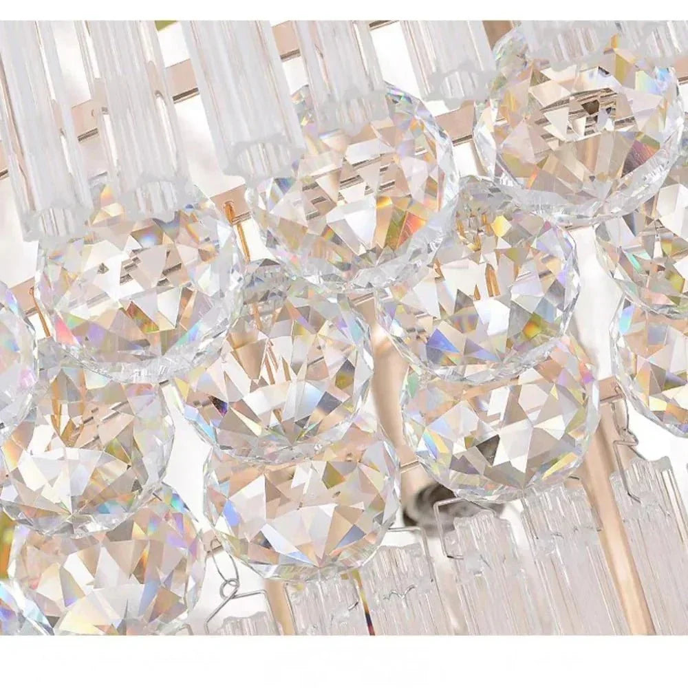 Extra Large Three Layers Round Luxury Flush Mounted Crystal Chandelier for Living Room - D31.5"*H14.2"Warm Light Luxvena