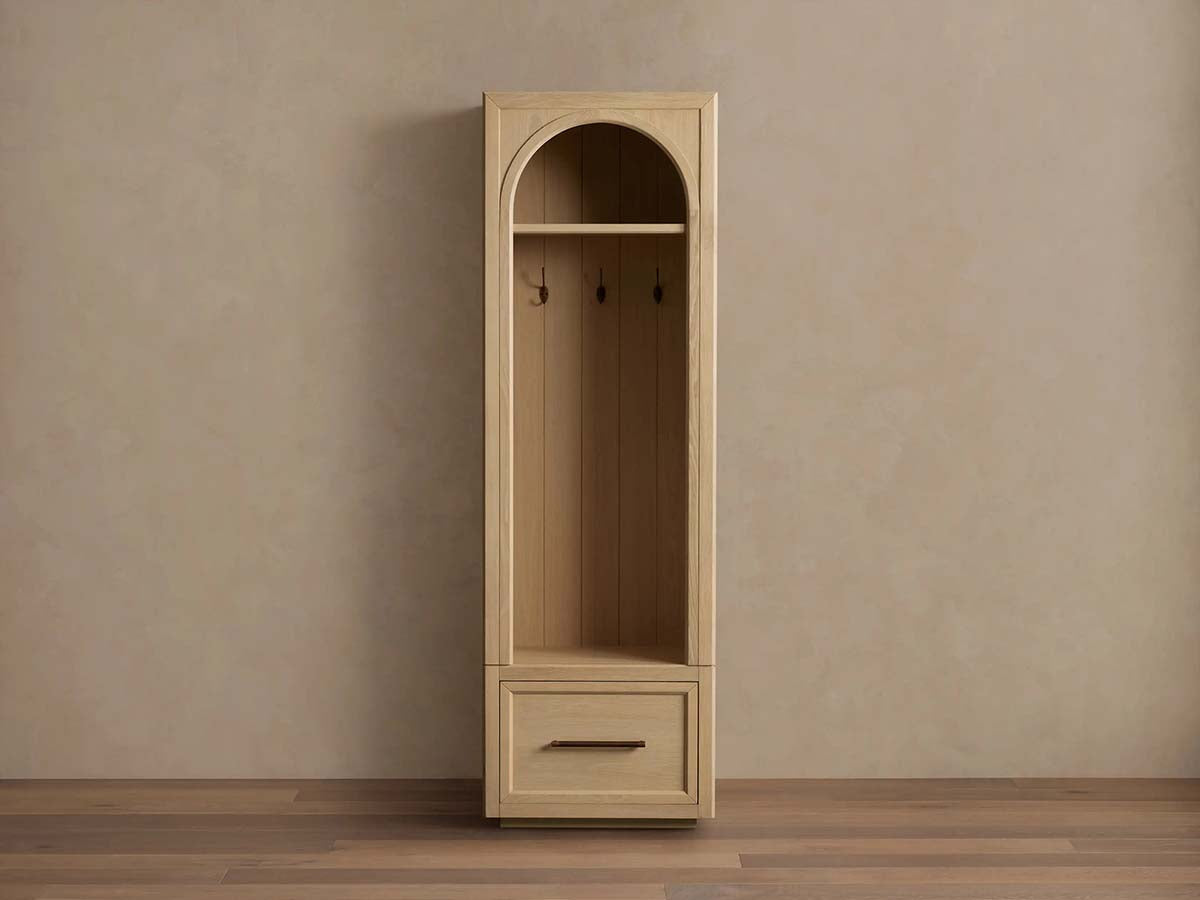 Hattie Oak Wood Entryway Cabinet Storage Tall Cabinet With Hooks