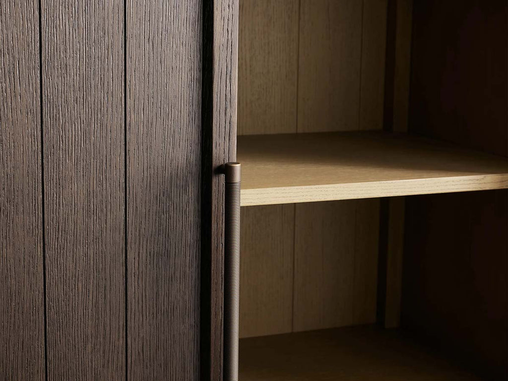 Hattie Oak Storage Cabinet Living Room Wood Tall Display Cabinet Bookcase