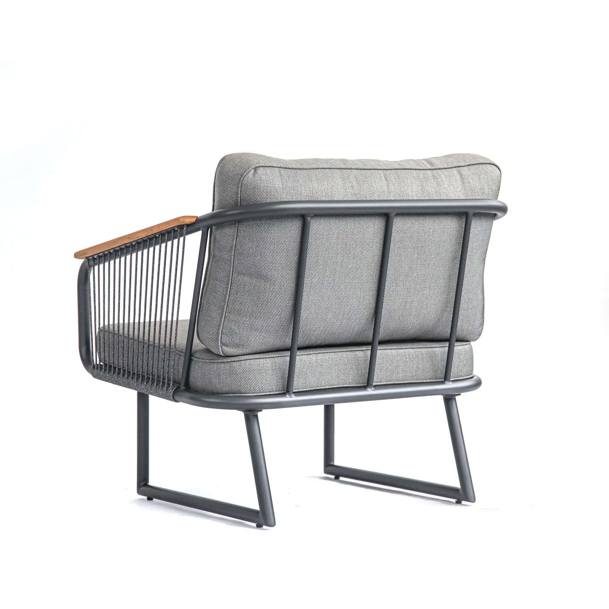 Fly Aluminum Outdoor Lounge Sofa with Rope Accents in Carbon Black