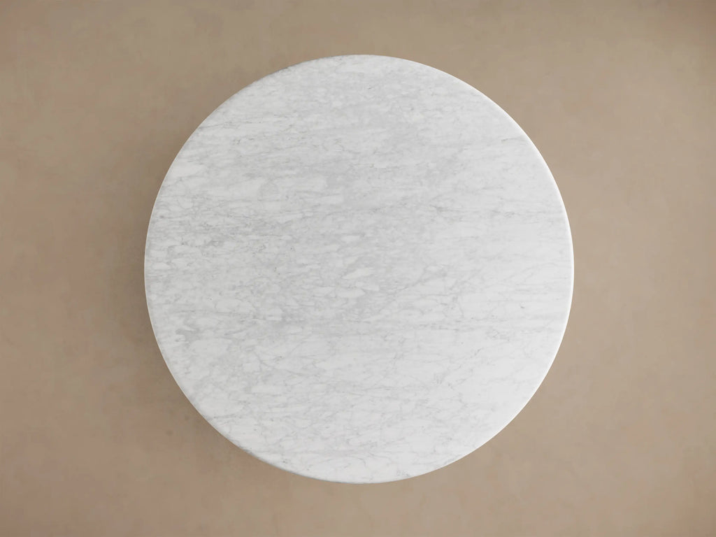 Gabriella Round Stone Dining Table with Hexagonal Pedestal Base