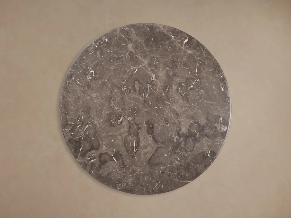 Gabriella Round Stone Dining Table with Hexagonal Pedestal Base