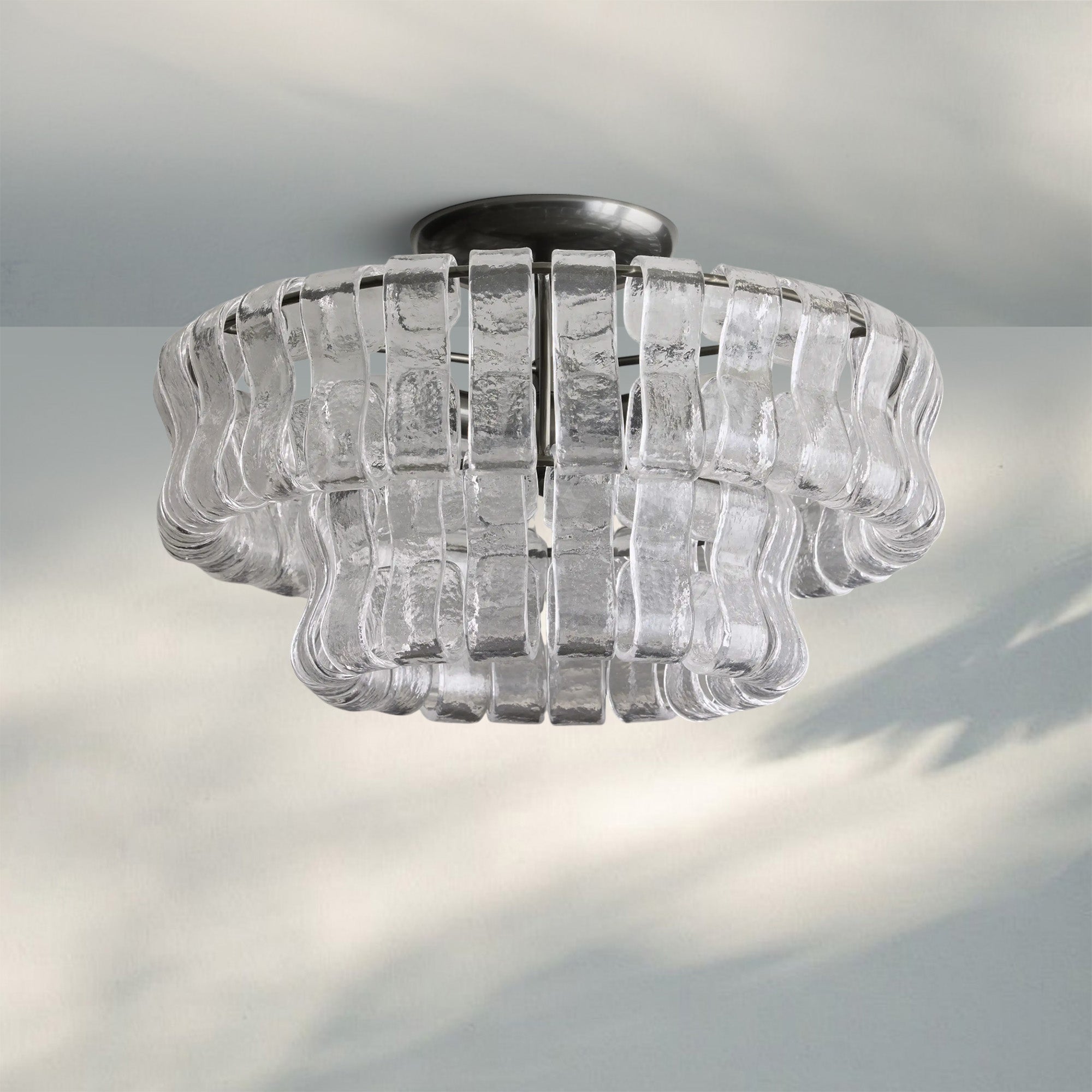 Ghiaccio Modern Glass Flushmount - Matte BlackClear - Luxvena