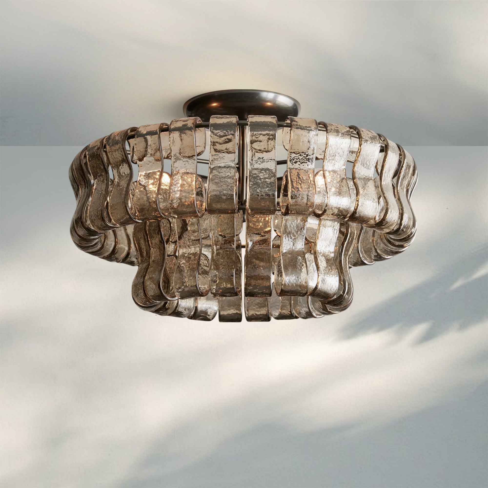 Ghiaccio Modern Glass Flushmount - Matte BlackSmoke - Luxvena