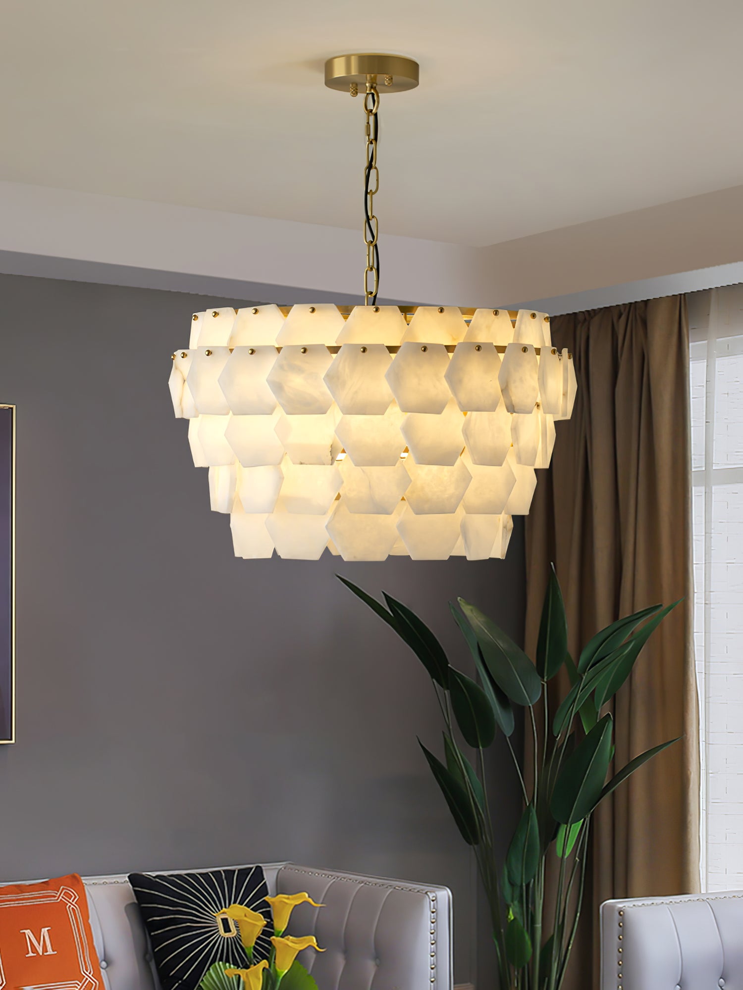 Elegant Hexa Cloud Alabaster Pendant Light - Luxvena