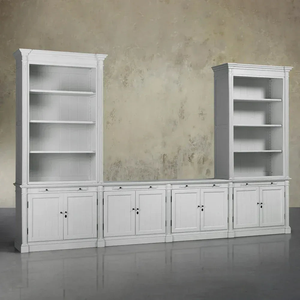 Athens Modular Media Console TV Stand with Double Bookcases