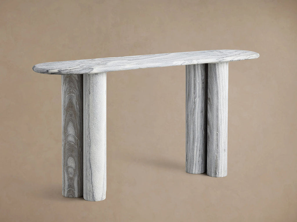 Serafin Entryway Console Table in Grey Dolomite Natural Stone Hallway Entrance Table
