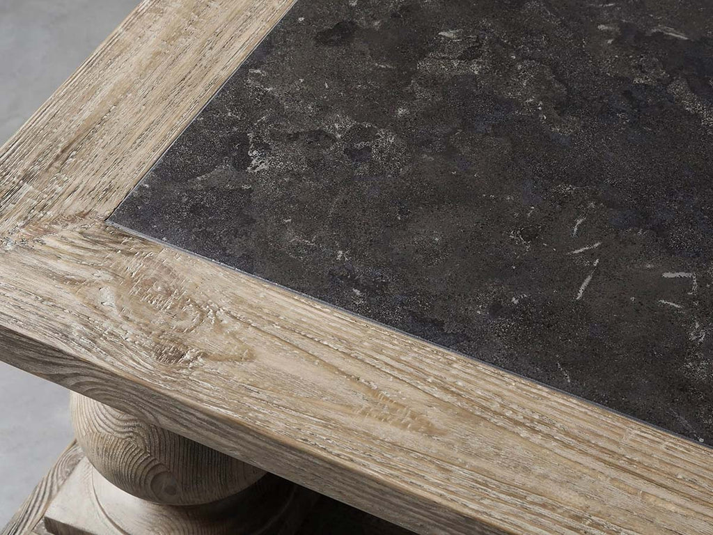 Hudson Pine Coffee Table Bluestone Inlay Cocktail Table Wood Living Room Retro Center Tea Table