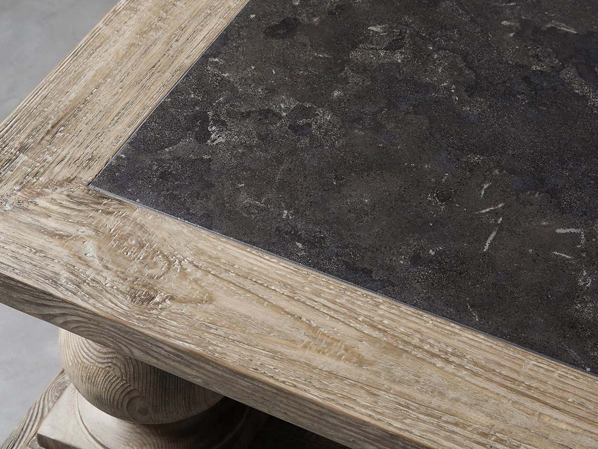 Hudson Pine Coffee Table Bluestone Inlay Cocktail Table Wood Living Room Retro Center Tea Table