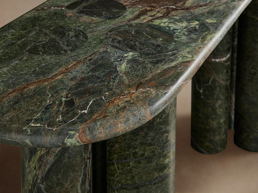 Serafin Natural Stone Entryway Console Table Vintage Hallway Entrance Table With column legs