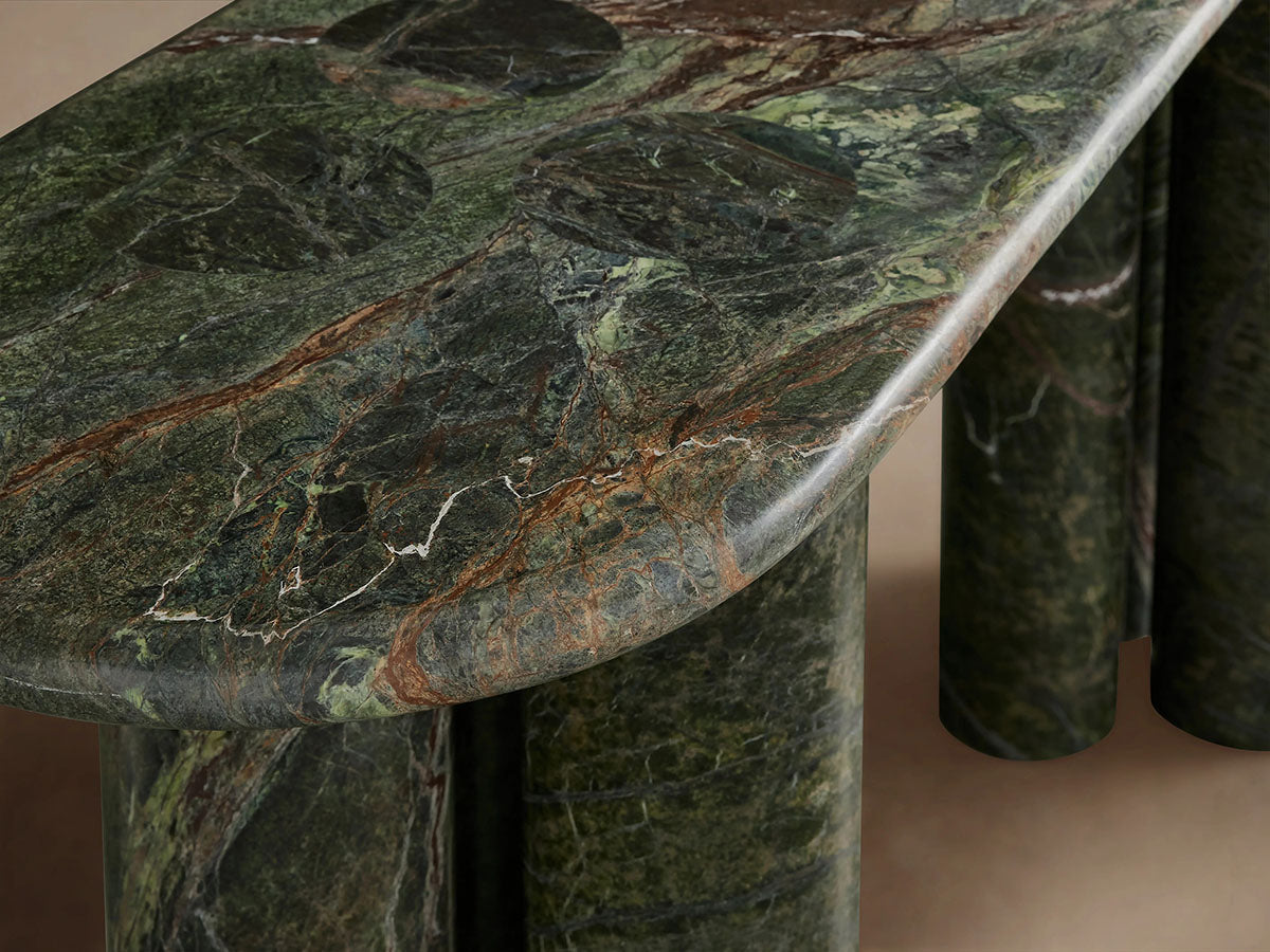 Serafin Natural Stone Entryway Console Table Vintage Hallway Entrance Table With column legs