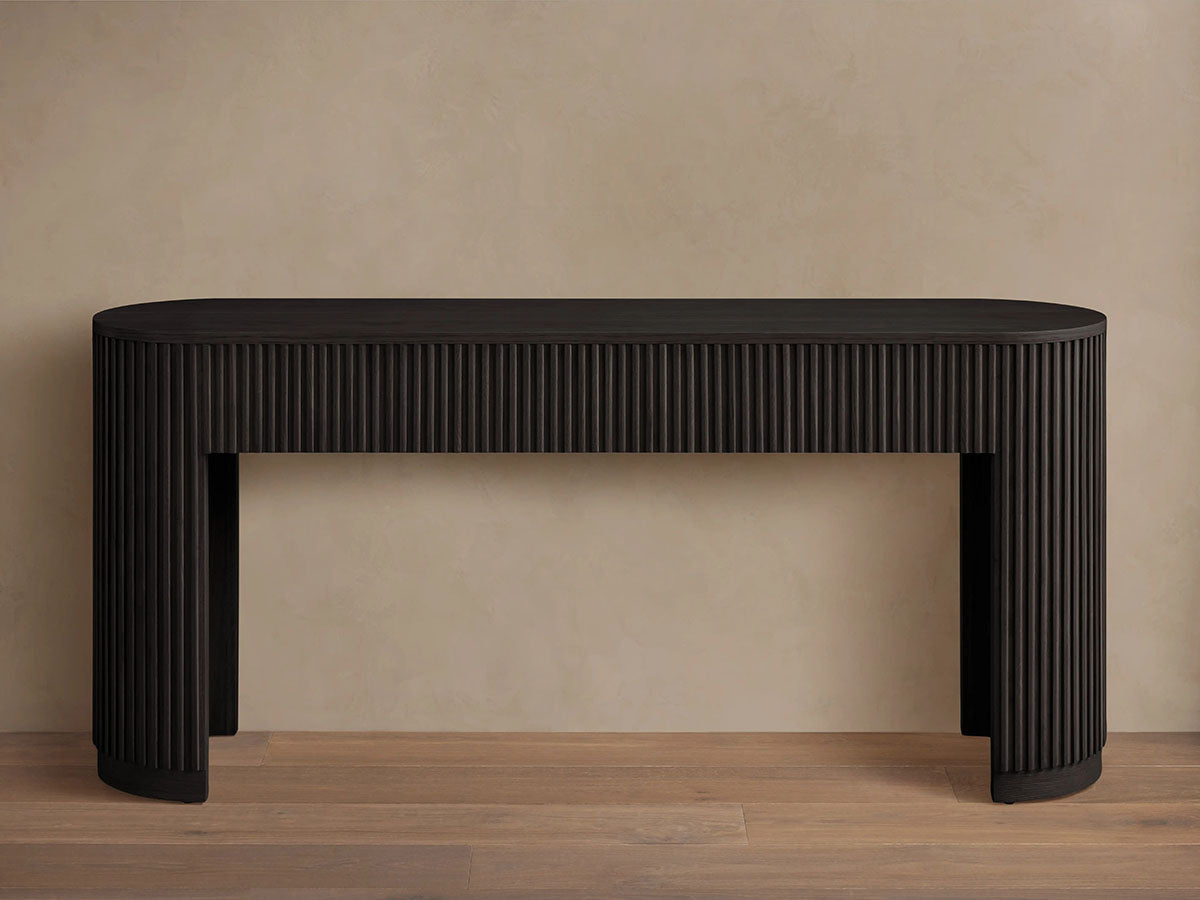Finnley Reeded Wood Console Table Rural Hallway Entryway Table