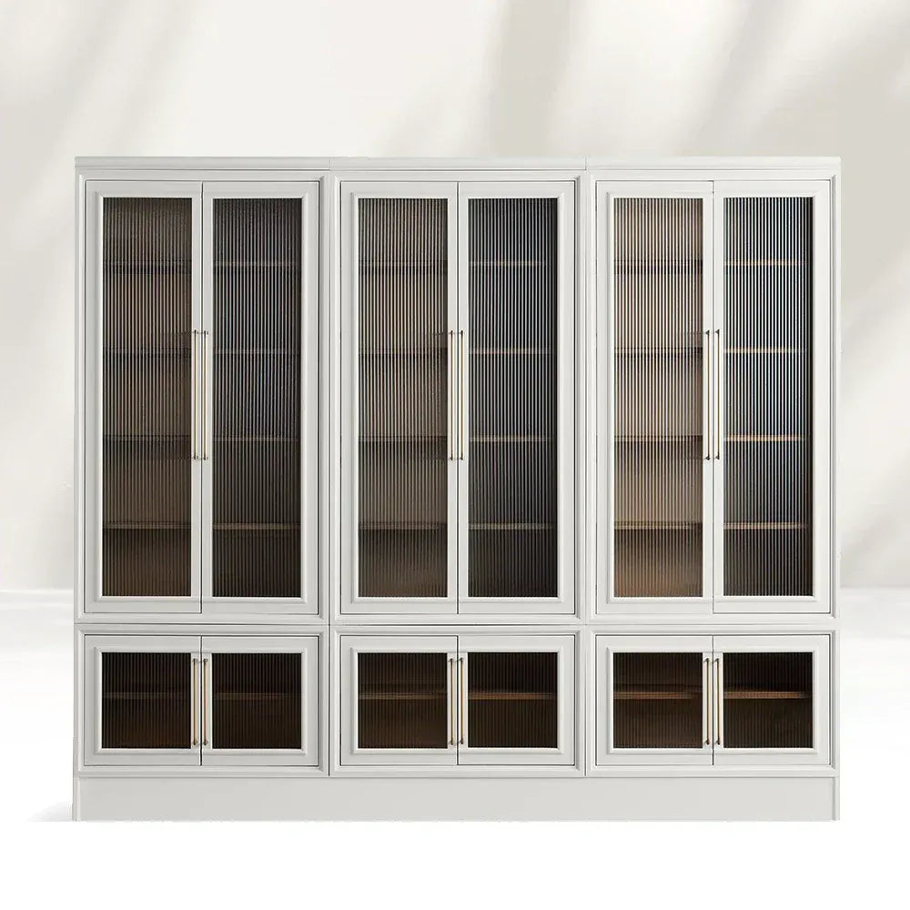 Rowan Modular Reeded Tall Display Cabinet With Glass Doors