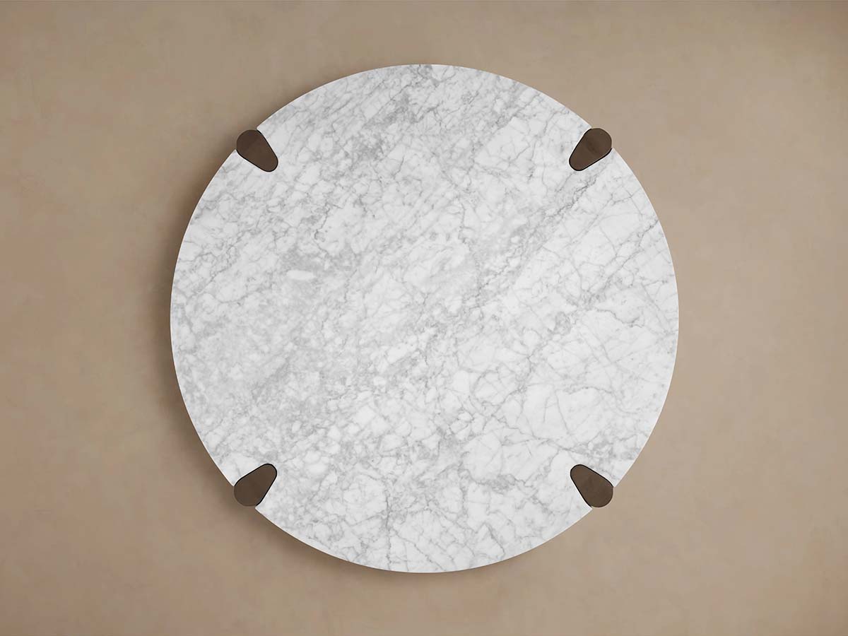 Pyet Round Marble Top Coffee Table Oak Wood Base Cocktail Table Living Room Center Tea Table