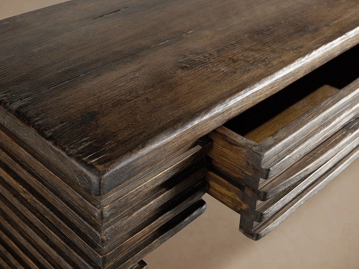 Kai Reclaimed Pine Entryway Console Storage Table Slatted Hallway Entrance Table With Drawer