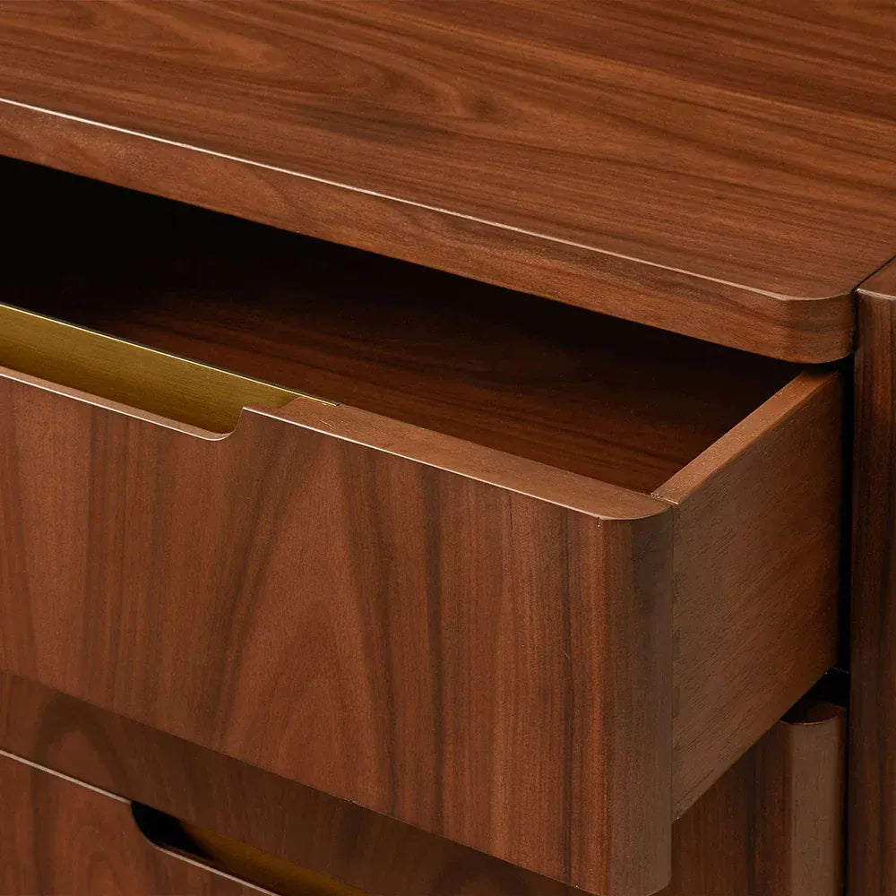 Fitzgerald Closed Nightstand in Santos Wood Three drawers chest Nightside Table