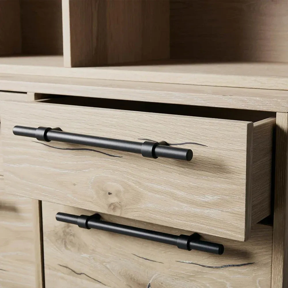 Sullivan Oak Wood Bookcase Office Storage Cabinet with File Drawer