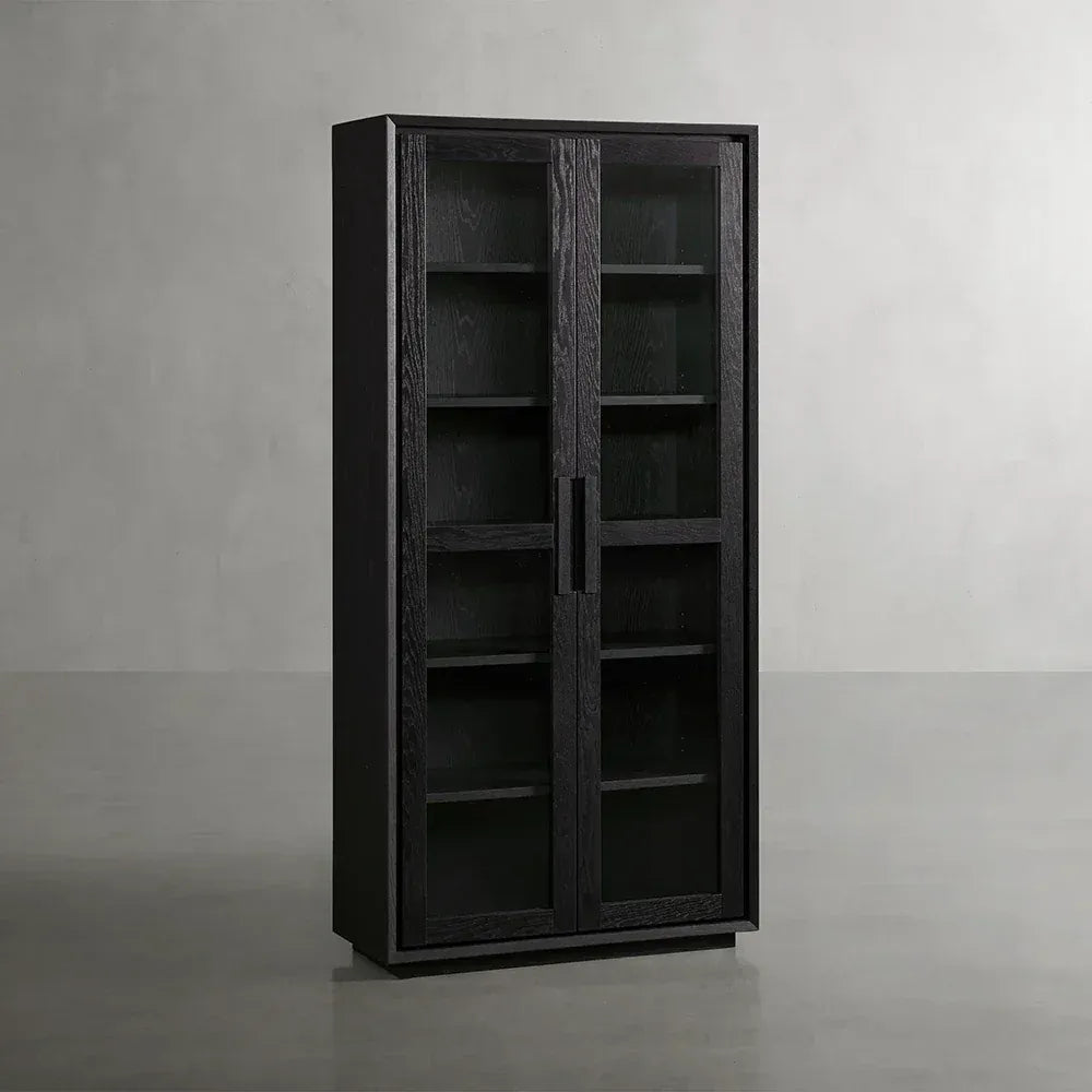 Willow Wood Tall Display Storage Cabinets Clean-Line Design