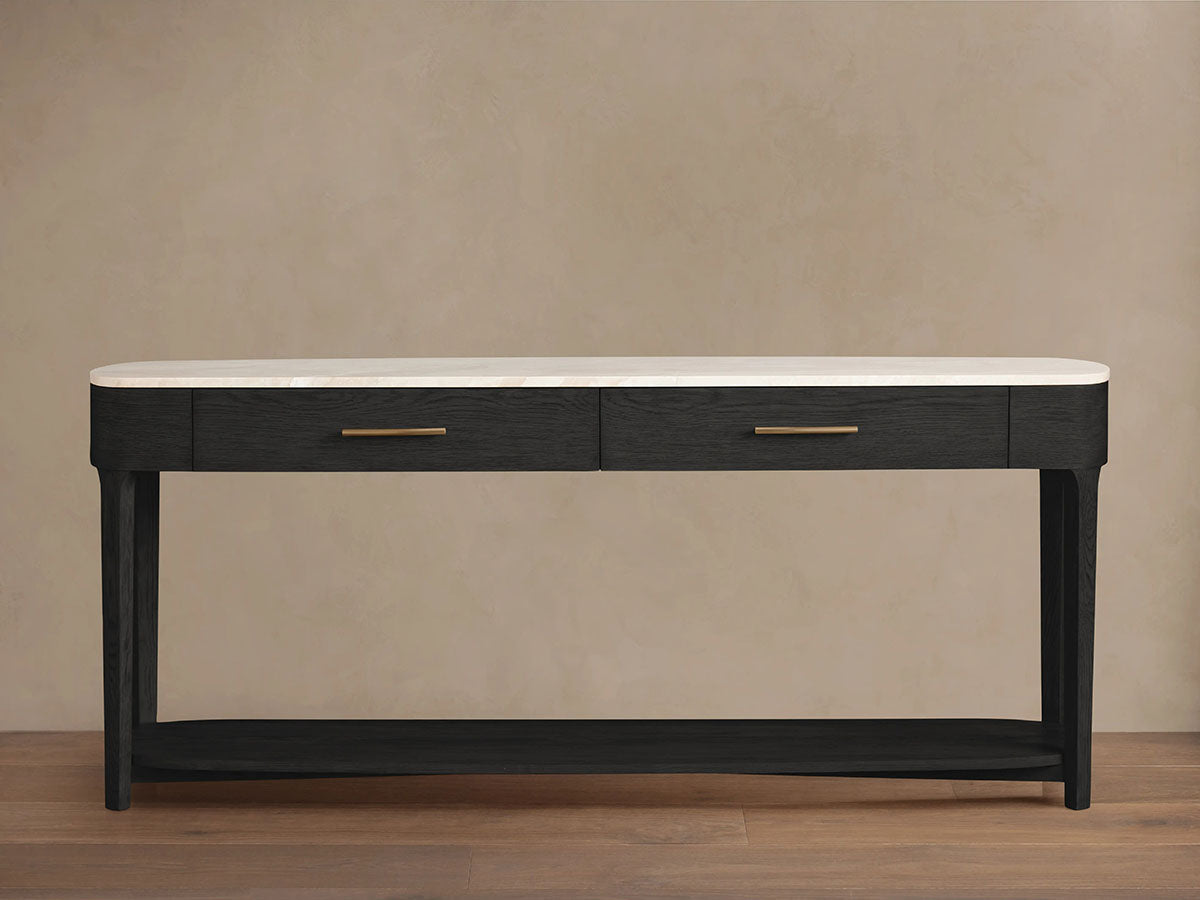 Danny Marble Top Entryway Console Table Wtih Storage Drawers Oak Wood Hallway Entrance Table