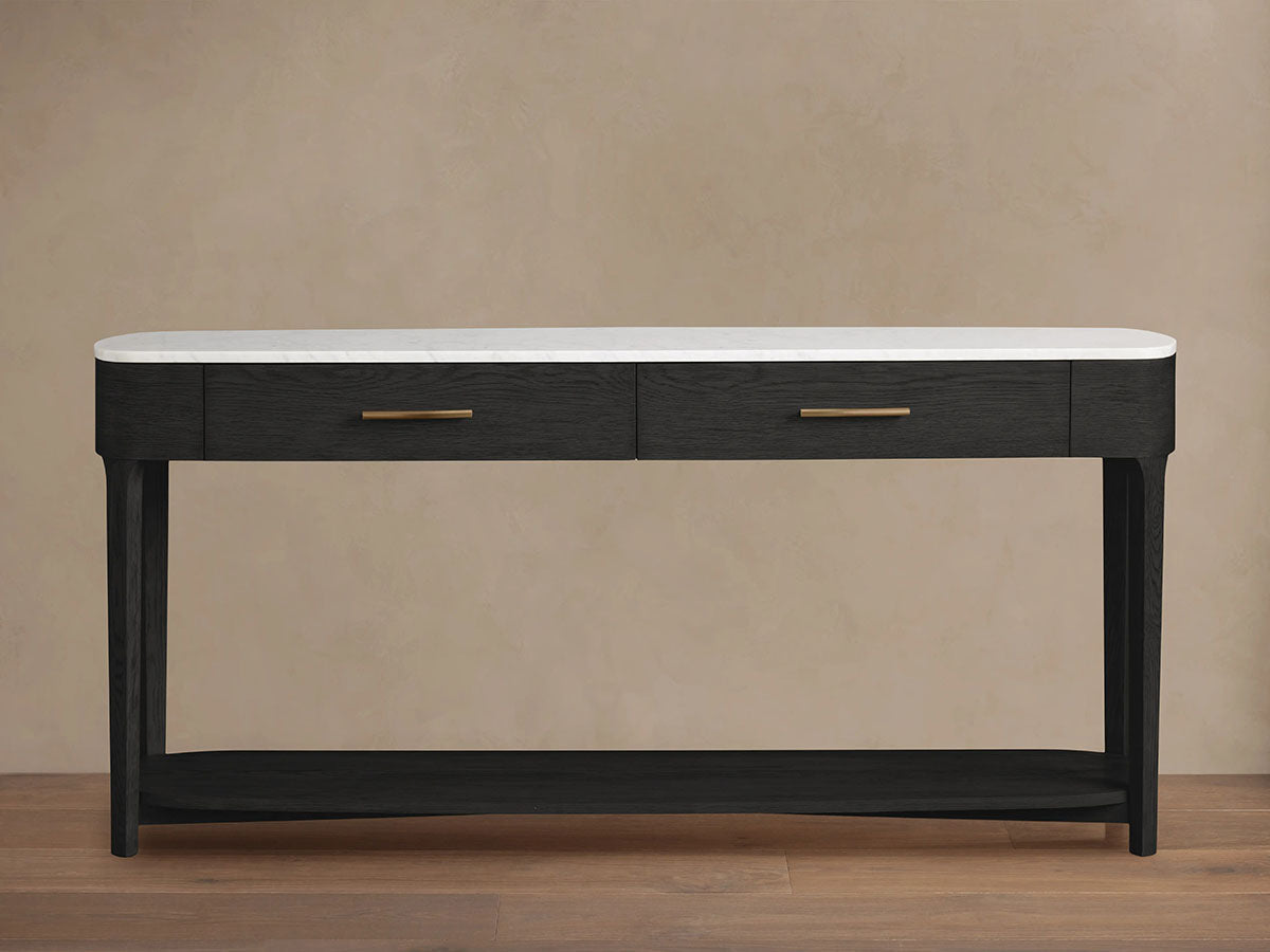 Danny Marble Top Entryway Console Table Wtih Storage Drawers Oak Wood Hallway Entrance Table