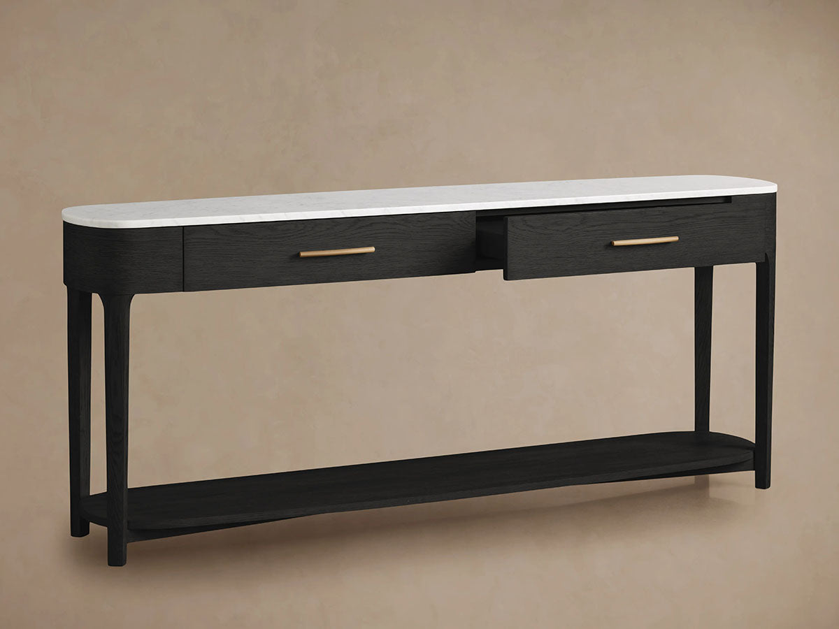 Danny Marble Top Entryway Console Table Wtih Storage Drawers Oak Wood Hallway Entrance Table