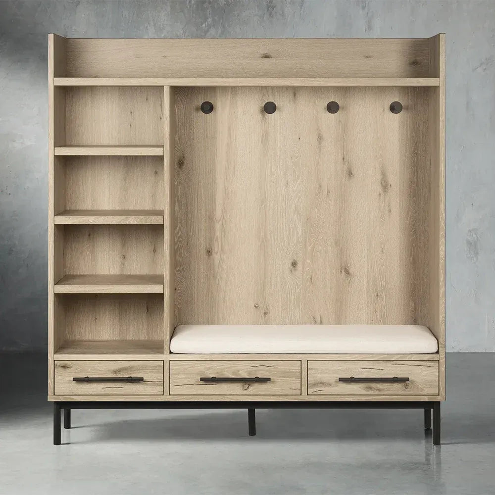 Sullivan Oak Wood Entry Cabinet Modern Rustic Entrance Lockers