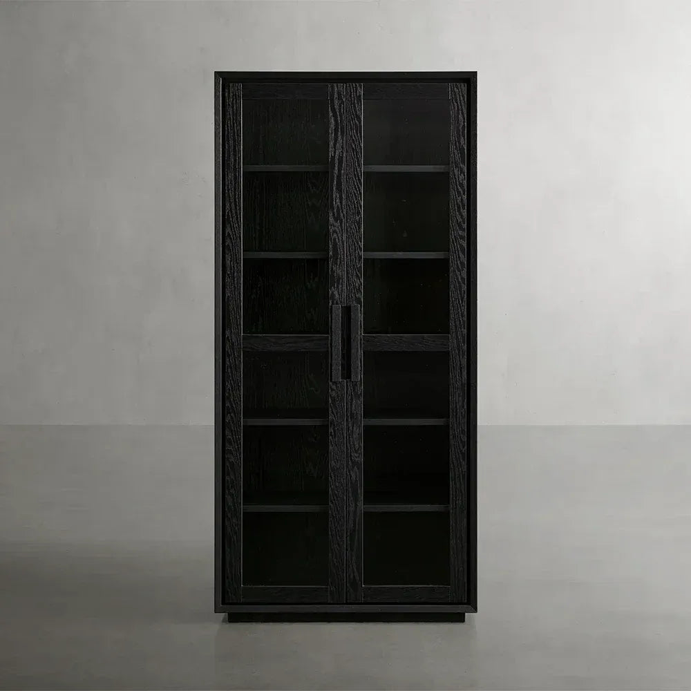 Willow Wood Tall Display Storage Cabinets Clean-Line Design