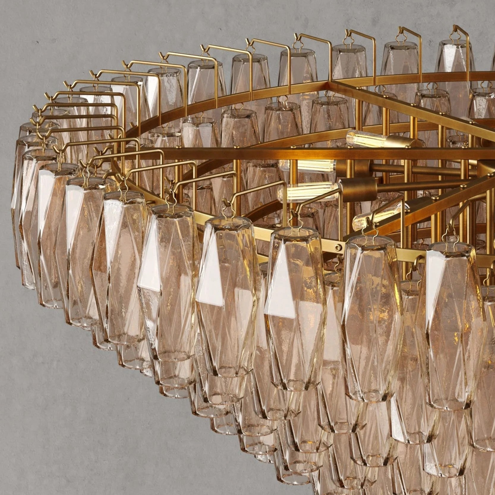 Smoke Glass Tiered Round Chandelier