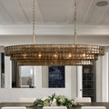 Transitional Ice Glass Oval Chandelier