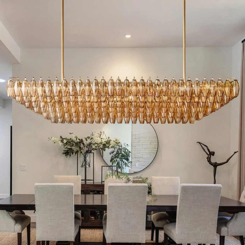 Smoke Glass Rectangular Chandelier