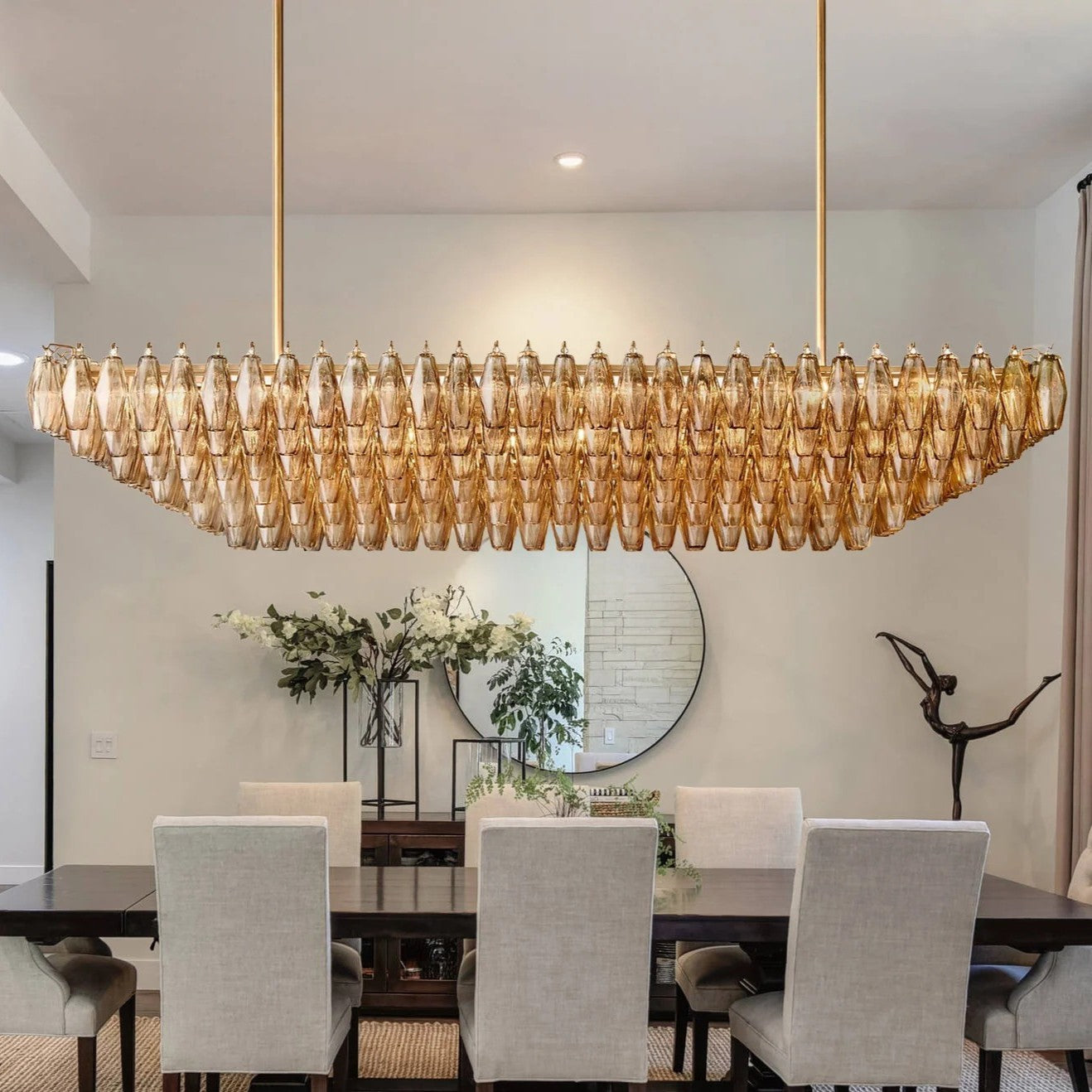 Smoke Glass Rectangular Chandelier