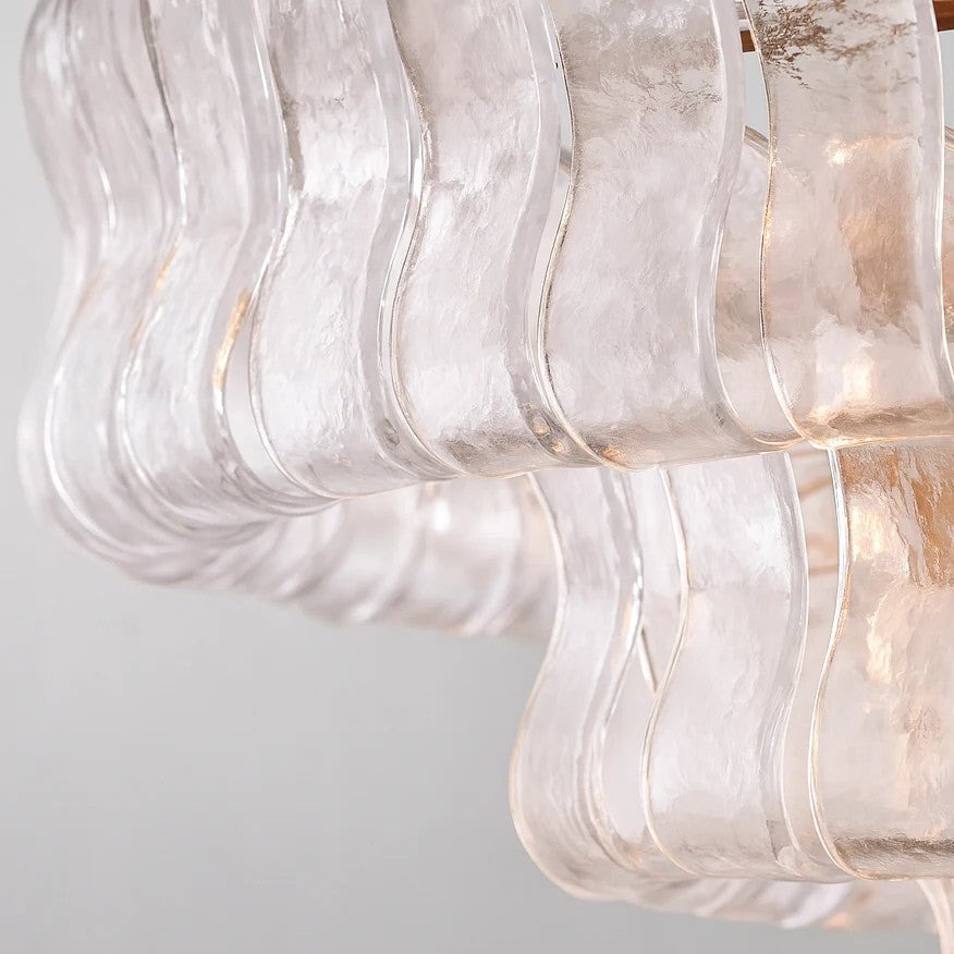 Transitional Ice Glass Oval Chandelier