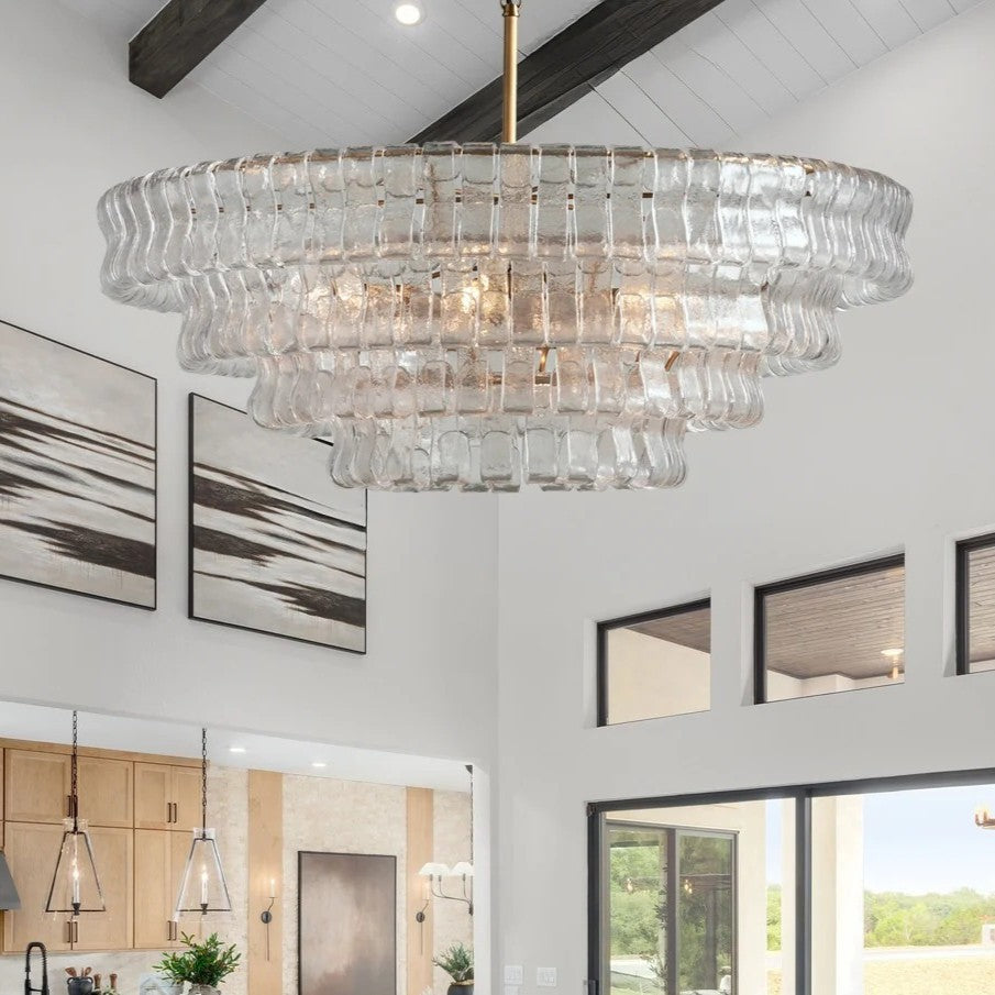 Refined Ice Glass Round Chandelier