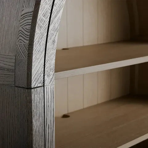 Hattie Solid Oak Open Bookcase Arch-Inspired Design Display Cabinets