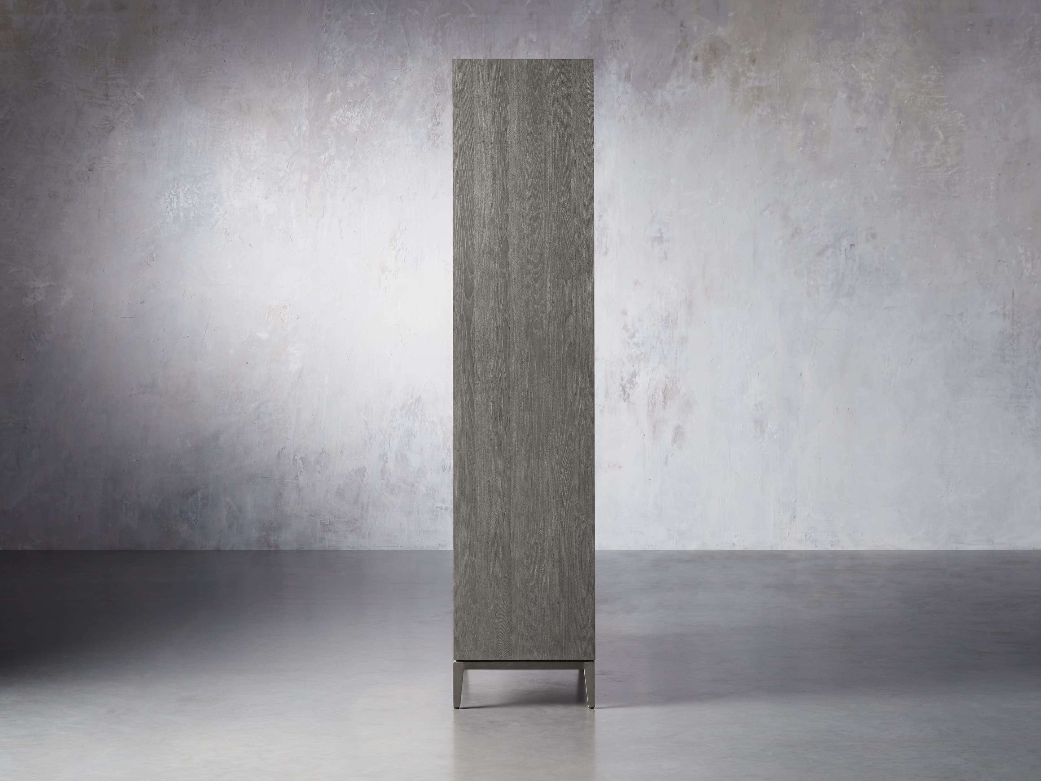 Malone Solid Wood Double Door Tall Cabinet With Leather Detailing