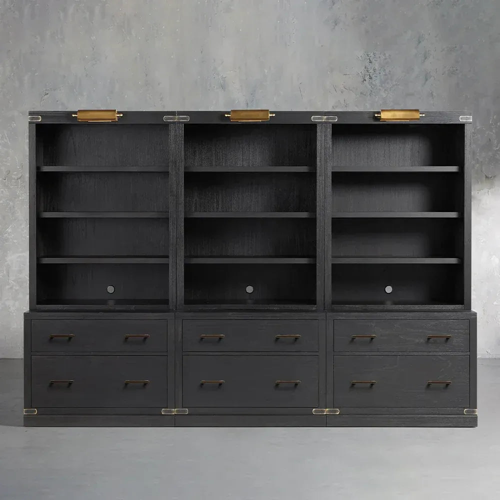 Tremont Modular Wood Bookcase Mid-Century Tall Cabinets