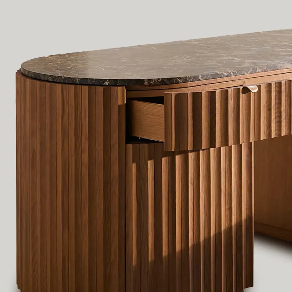 Oak Raliton Dresser With Spanish Emperador Marble Top