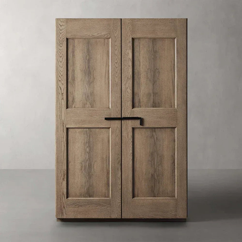Turro Solid Oak Cabinet Rustic Living Room Tall Storage Cabinets