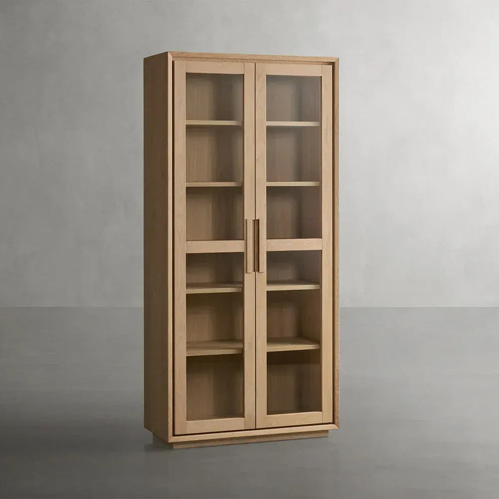 Willow Wood Tall Display Storage Cabinets Clean-Line Design