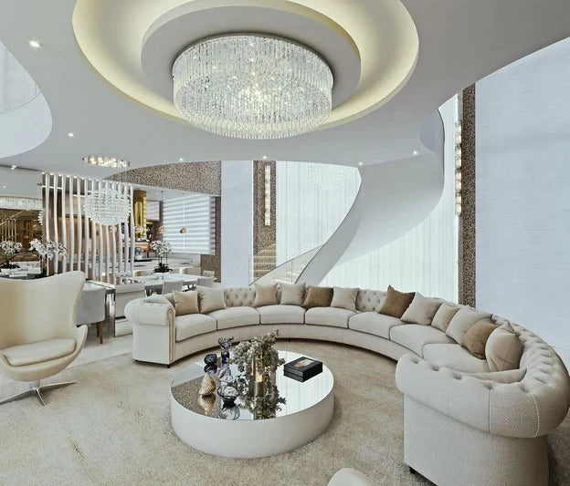 Light Luxury Round/Oval Flush Mount Crystal Chandelier-Chandeliers - Luxvena - Luxvena