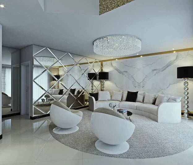 Light Luxury Round/Oval Flush Mount Crystal Chandelier-Chandeliers - Luxvena - Luxvena