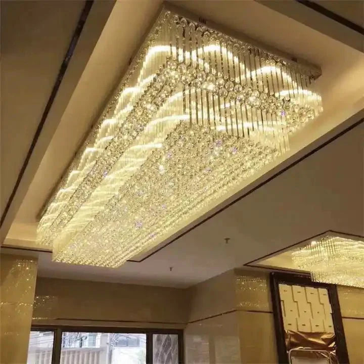 Modern Extra 2/3 Tiered Flush Mount Crystal Chandelier for Large Area-Chandeliers - Luxvena - Luxvena