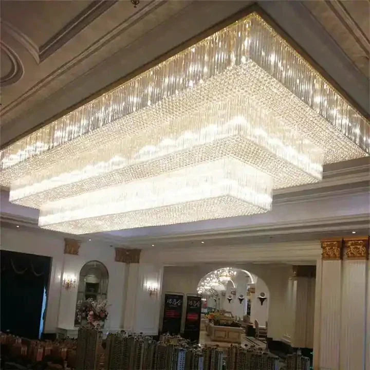 Modern Extra 2/3 Tiered Flush Mount Crystal Chandelier for Large Area-Chandeliers - Luxvena - Luxvena
