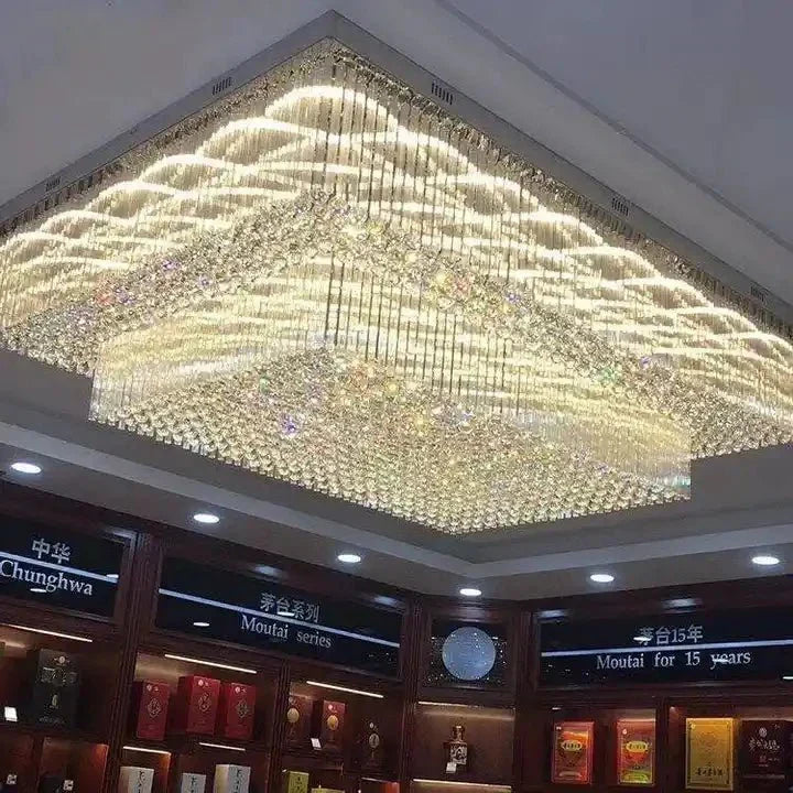 Modern Extra 2/3 Tiered Flush Mount Crystal Chandelier for Large Area-Chandeliers - Luxvena - Luxvena