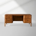 Mogadore Executive Desk in Mappa Burl Wood with Soft-Close Drawers
