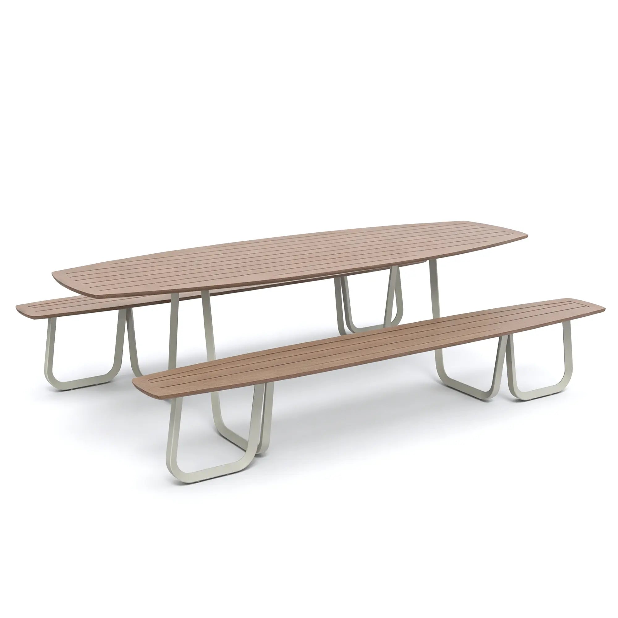Monument Aluminum Outdoor Picnic Table with Teak Top